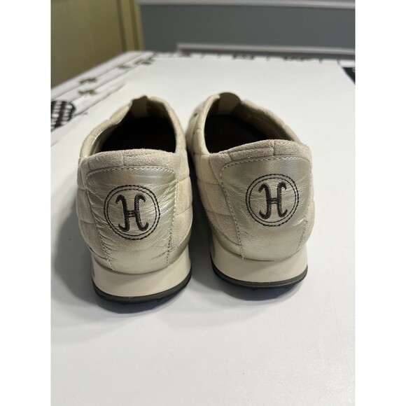 Cole Haan Tan Quilted Suede Gold Metallic Leather Accents Slip On Sneakers Shoes - Picture 5 of 15